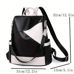 Women's Colorblock Backpack Purse Anti-Theft School Bag