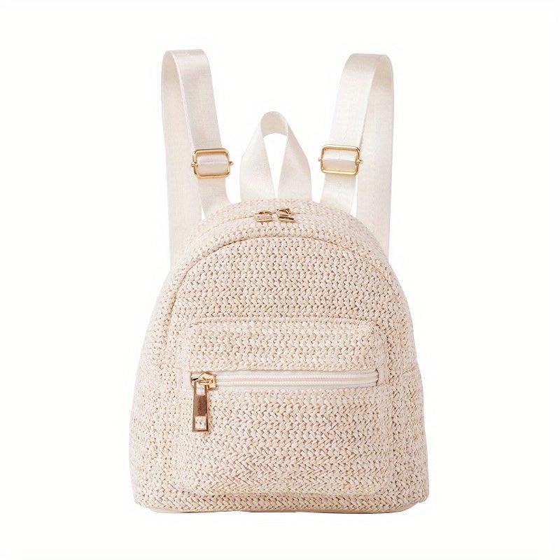 Colorful Straw Backpack Purse for Summer Beach Travel