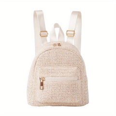 Colorful Straw Backpack Purse for Summer Beach Travel