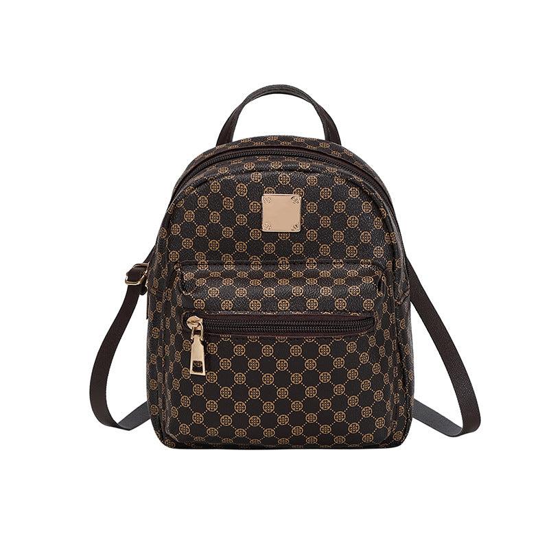 Geometric Pattern Small Zipper Backpack with Adjustable Strap