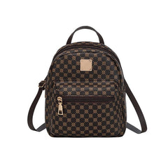 Geometric Pattern Small Zipper Backpack with Adjustable Strap