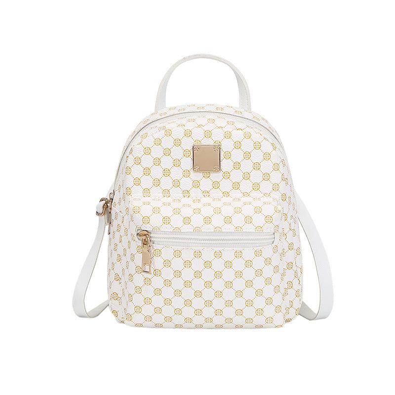 Geometric Pattern Small Zipper Backpack with Adjustable Strap