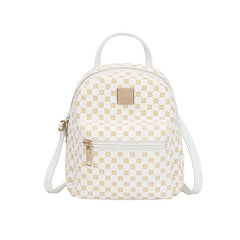 Geometric Pattern Small Zipper Backpack with Adjustable Strap