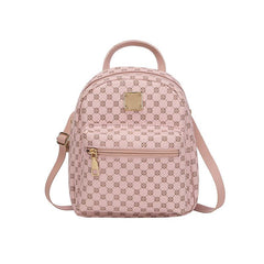Geometric Pattern Small Zipper Backpack with Adjustable Strap