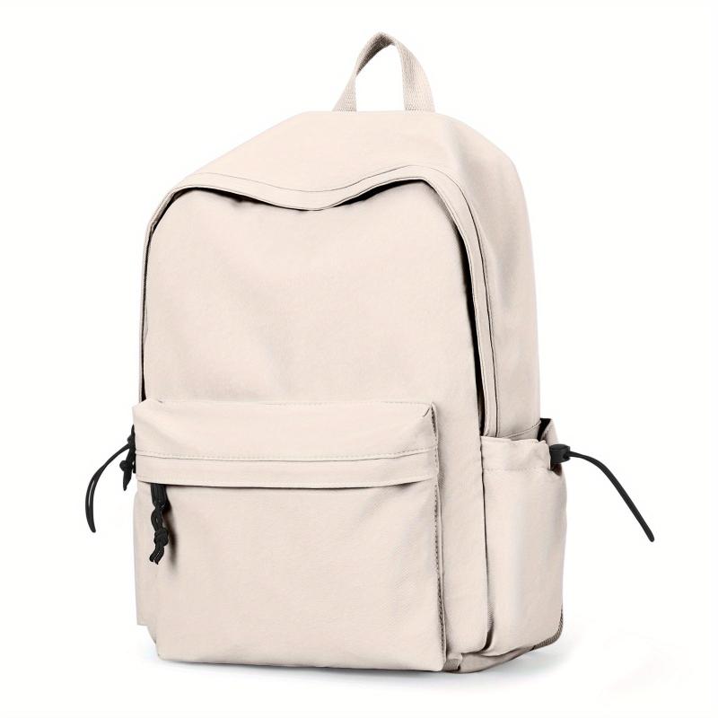 Minimalist Solid Backpack Preppy Zipper Large Capacity School Bag