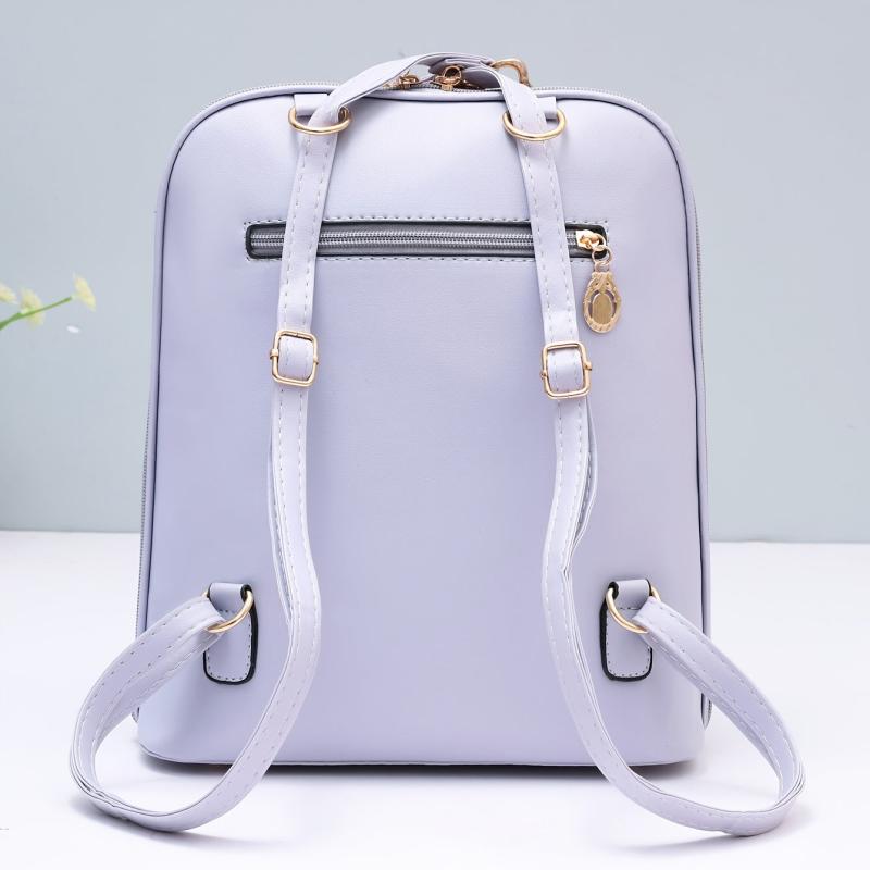 Zipper Around Backpack PU Leather Daypack Women's Convertible Shoulder Bag