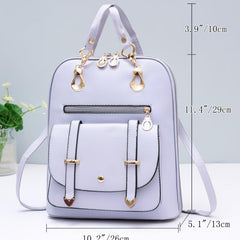 Zipper Around Backpack PU Leather Daypack Women's Convertible Shoulder Bag
