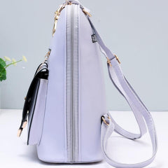 Zipper Around Backpack PU Leather Daypack Women's Convertible Shoulder Bag