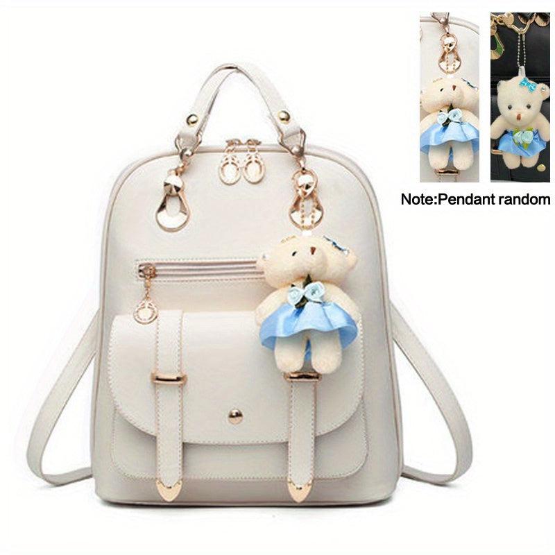 Zipper Around Backpack PU Leather Daypack Women's Convertible Shoulder Bag