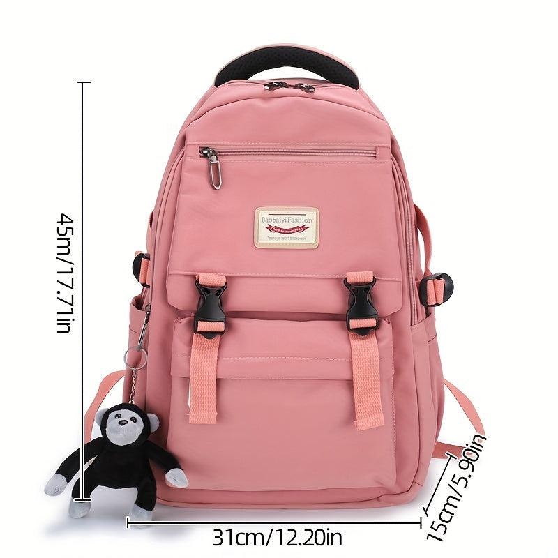 Monkey Pendant Backpack Large Capacity Durable Lightweight School Travel Bag