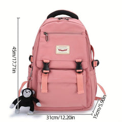 Monkey Pendant Backpack Large Capacity Durable Lightweight School Travel Bag
