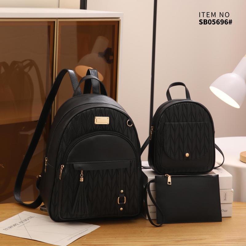 3pcs Large Capacity Backpack Small Backpack Clutch Purse Set
