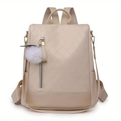 Rhombus Embossed Backpack Purse Anti-theft School Bag