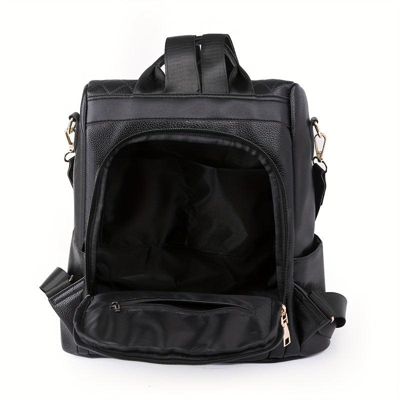 Rhombus Embossed Backpack Purse Anti-theft School Bag