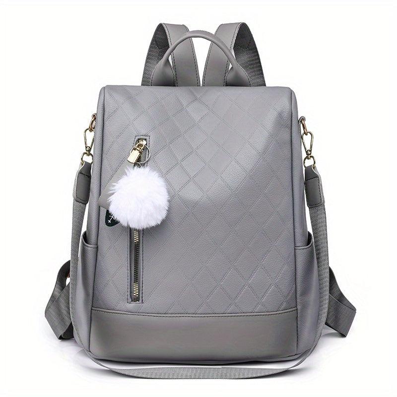 Rhombus Embossed Backpack Purse Anti-theft School Bag