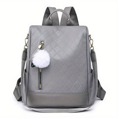 Rhombus Embossed Backpack Purse Anti-theft School Bag