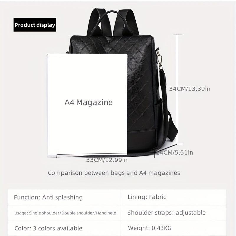 Rhombus Embossed Backpack Purse Anti-theft School Bag