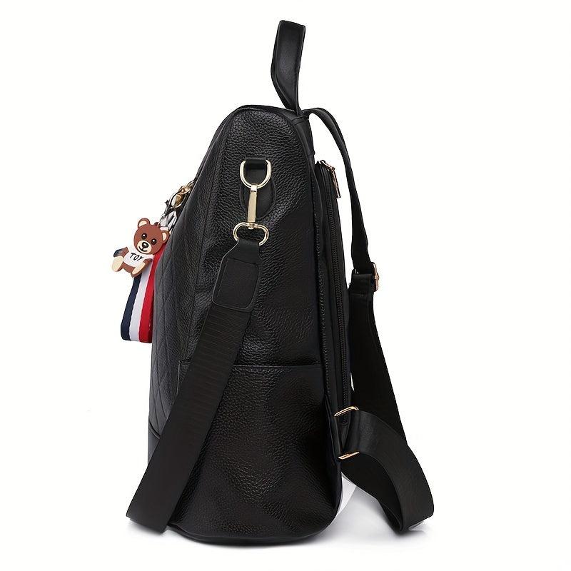 Rhombus Embossed Backpack Purse Anti-theft School Bag