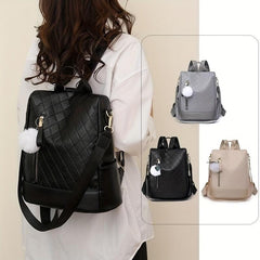 Rhombus Embossed Backpack Purse Anti-theft School Bag