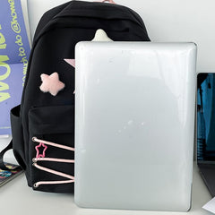 Y2K Star Patch Decor Backpack Skeleton Decor Schoolbag