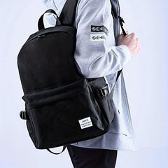 Casual Business Laptop Backpack Solid Canvas Schoolbag Daypack