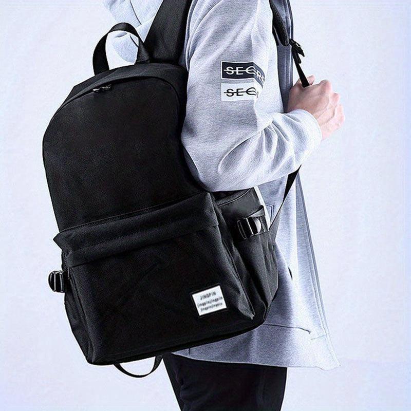 Casual Business Laptop Backpack Solid Canvas Schoolbag Daypack