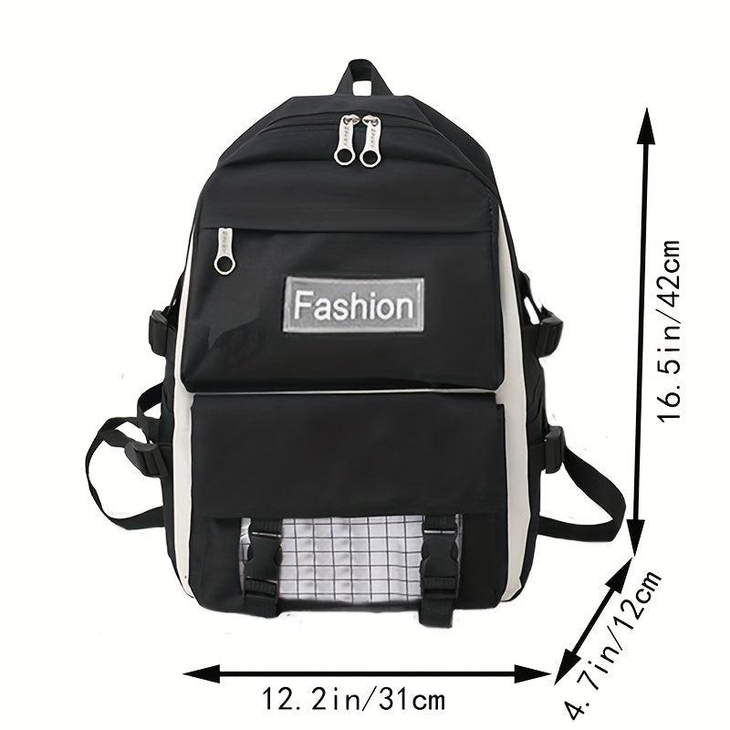 4pc Plaid Pattern Backpack Set Lightweight Travel Schoolbag Tote Crossbody Penci