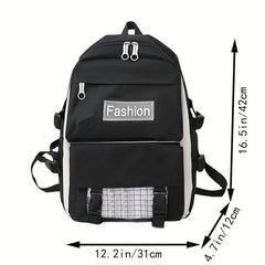 4pc Plaid Pattern Backpack Set Lightweight Travel Schoolbag Tote Crossbody Penci