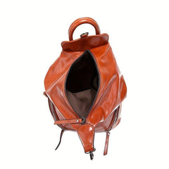 Retro Faux Letter Zipper Backpack Soft Daypack