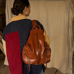 Retro Faux Letter Zipper Backpack Soft Daypack
