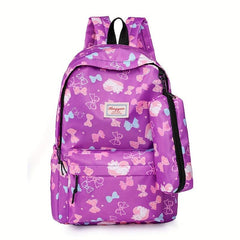 Cartoon Print Backpack School Daypack Large Capacity Travel Knapsack