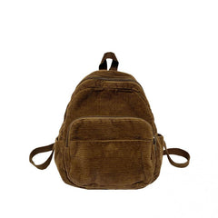 Corduroy Backpack Preppy Schoolbag Casual Travel Daypack Women
