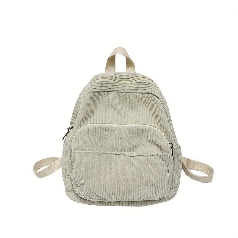 Corduroy Backpack Preppy Schoolbag Casual Travel Daypack Women