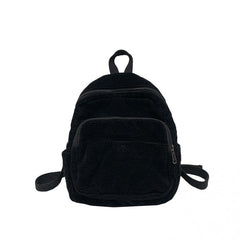 Corduroy Backpack Preppy Schoolbag Casual Travel Daypack Women