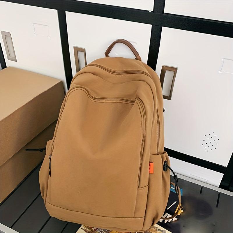 Solid Backpack Large Capacity Casual School Bag Women's Rucksack