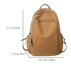 Solid Backpack Large Capacity Casual School Bag Women's Rucksack