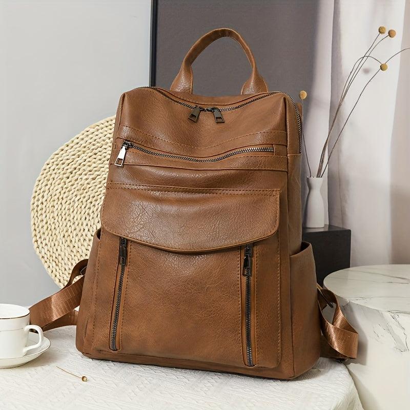 Casual Vintage Backpack Solid Rucksack Women's Travel Daypack