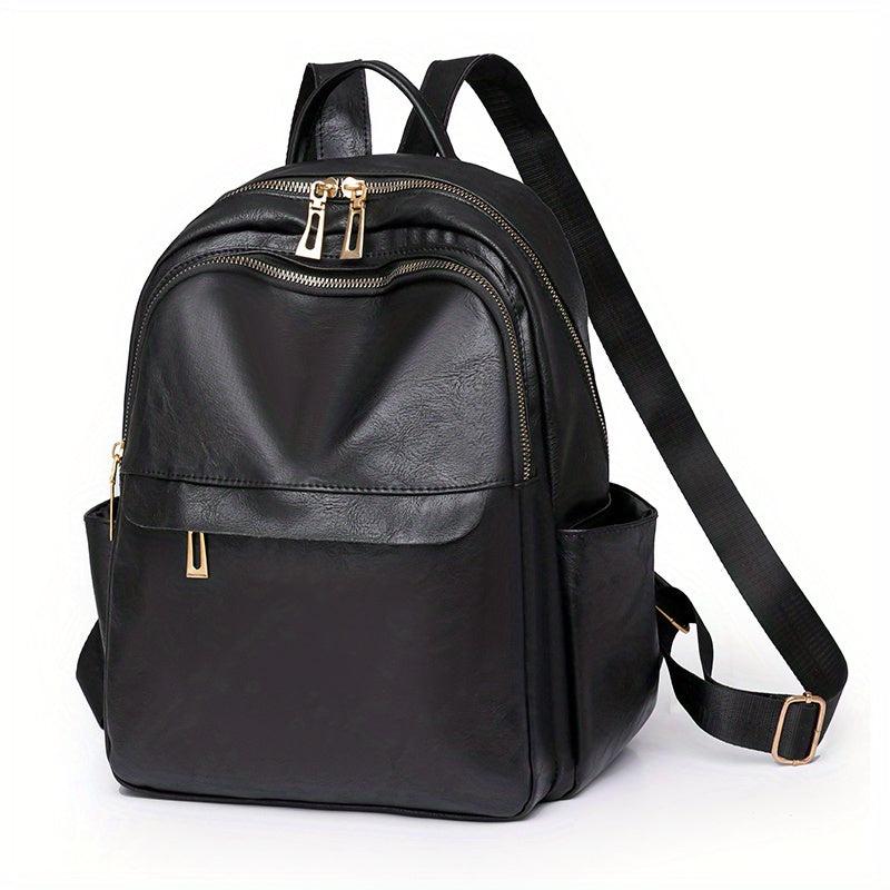 Vintage PU Leather Backpack College Style Schoolbag for Commuter & Travel