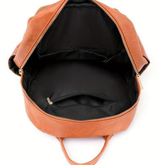 Vintage PU Leather Backpack College Style Schoolbag for Commuter & Travel