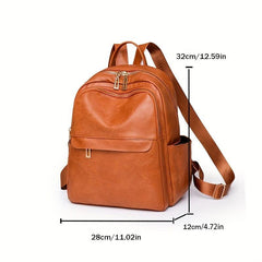 Vintage PU Leather Backpack College Style Schoolbag for Commuter & Travel