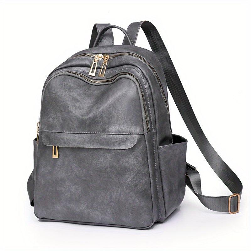 Vintage PU Leather Backpack College Style Schoolbag for Commuter & Travel