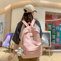 Heart Jacquard Backpack For Women Solid Rucksack Casual Travel Schoolbag