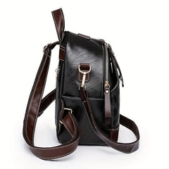 Small Rhombus Pattern Retro Backpack PU Leather Textured School Travel Bag