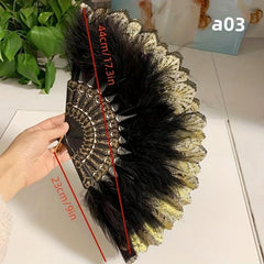 Ancient Style Folding Fan Decorative Feather Fan