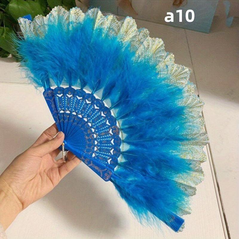 Ancient Style Folding Fan Decorative Feather Fan