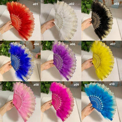 Ancient Style Folding Fan Decorative Feather Fan
