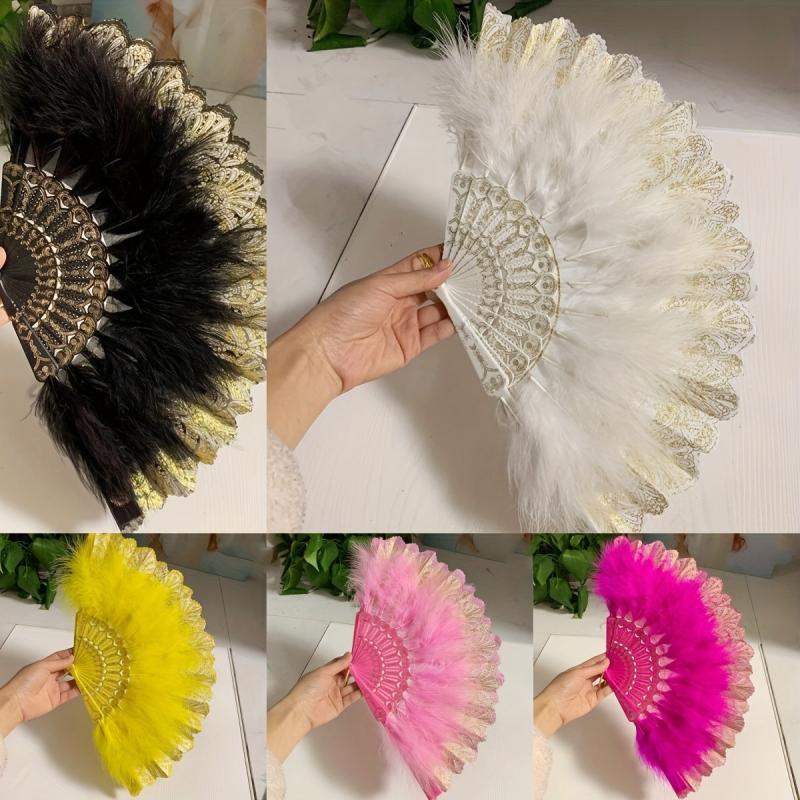 Ancient Style Folding Fan Decorative Feather Fan