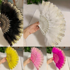 Ancient Style Folding Fan Decorative Feather Fan