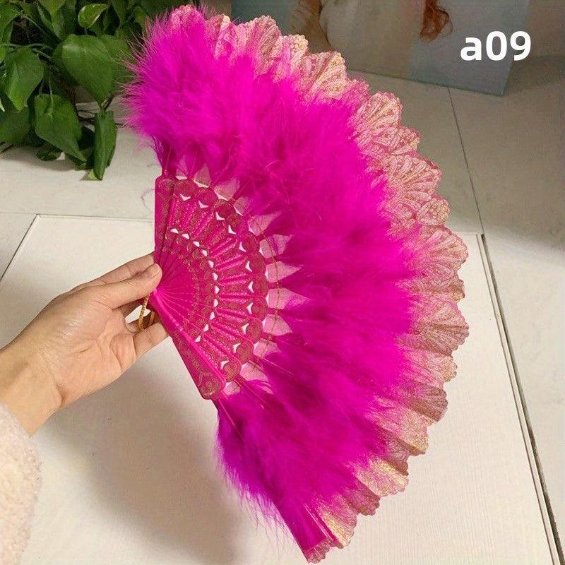 Ancient Style Folding Fan Decorative Feather Fan
