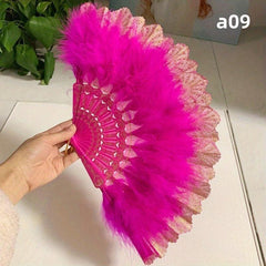 Ancient Style Folding Fan Decorative Feather Fan
